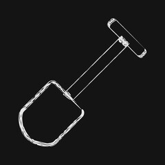 Icon shovel. Gold mining elements. Icon in chalk style.