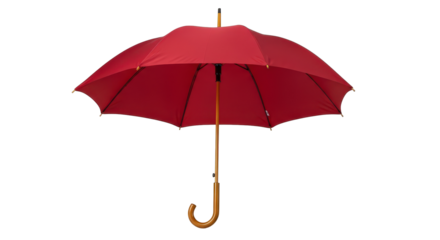 Classic red umbrella open isolated on transparent background