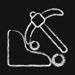 Icon surface mine. Gold mining elements. Icon in chalk style.