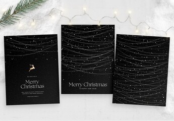 Christmas Flyer Template in Luxury Black & Gold with Modern Minimalist Style for Luxe Holiday Cards