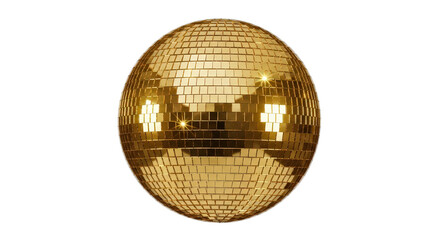 Golden oval disco ball isolated on transparent background