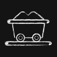 Icon trolley. Gold mining elements. Icon in chalk style.
