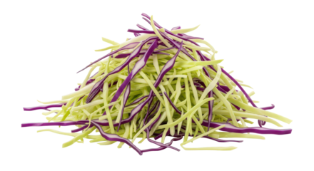 Shredded red and green cabbage salad mix isolated on transparent background