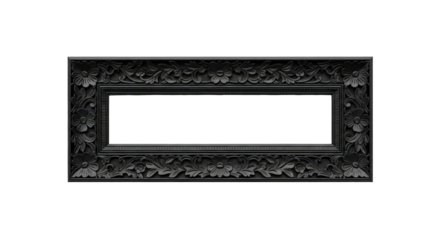 Ornate dark baroque picture frame isolated on transparent background
