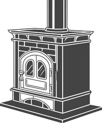 Silhouette of a person in vintage clothing carrying a large sack of goods isolated on transparent background