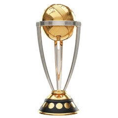Golden cricket world cup trophy isolated on transparent background