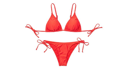 Bright red string bikini set isolated on transparent background