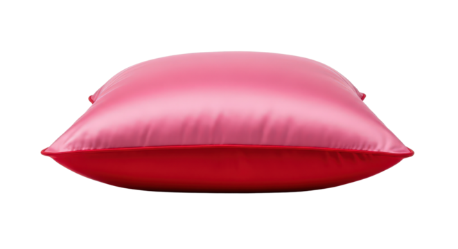 Pink satin cushion isolated on transparent background