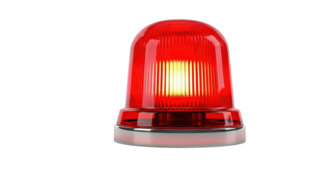 Red rotating beacon light isolated on transparent background