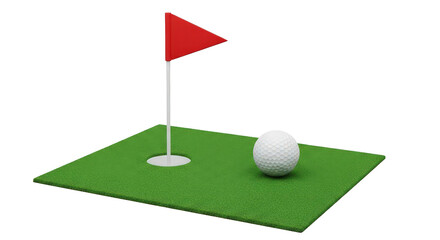 Golf hole with flag and egg isolated on transparent background