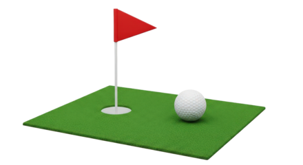 Golf hole with flag and egg isolated on transparent background