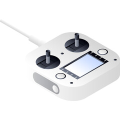 White Drone Remote Controller With Joysticks And Screen On Transparent Background Isometric View