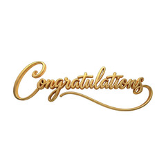 Elegant golden congratulations script text isolated on transparent background