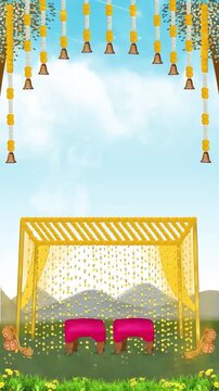 Indian haldi stage Traditional theme wedding motion background video for einvites
