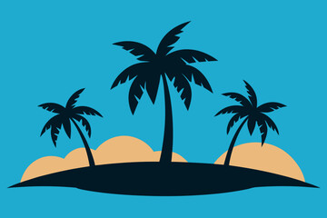 Fototapeta premium Tropical Island Silhouette Vector Illustration