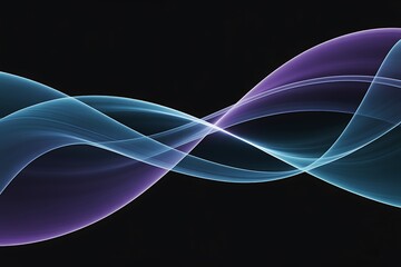 Neon background of purple and blue gradient glowing digital waves. Futuristic technology concept, vibrant energy. Dynamic waves flow with neon light and bokeh. Innovations, virtualization.