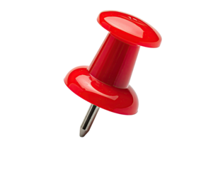 Close-up bright red pushpin with a metal needle