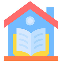 Vector icon Homeschooling, Learn, Education, Homework, Learning, Book