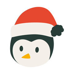 Cartoon Penguin Wearing Santa Hat