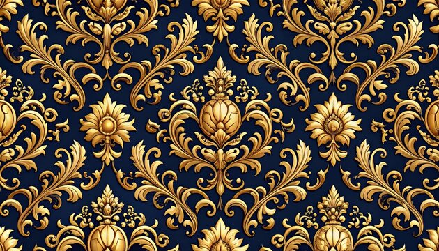 Seamless pattern of golden baroque ornaments
