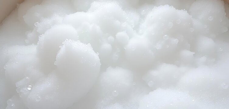 Close-up of fluffy, white bubble bath suds overflowing a tub,  bathroom,  wellness