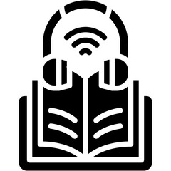 Vector icon Audio Book, Learning, Book, Listen, Education, Headphones