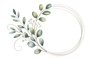 Eucalyptus leaves forming a decorative oval frame isolated on transparent background