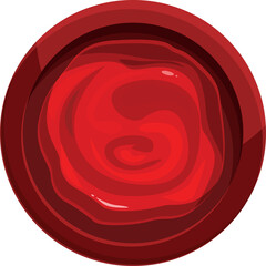 Top View of a Red Substance Swirling Within a Dark Red Circular Container with Transparent Background