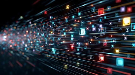 Artificial Intelligence in Document Analysis, the role of artificial intelligence in document analysis with an image portraying machine learning algorithms extracting data from unstructured documents - Powered by Adobe