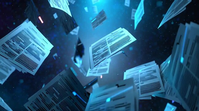 Artificial Intelligence in Document Analysis, the role of artificial intelligence in document analysis with an image portraying machine learning algorithms extracting data from unstructured documents