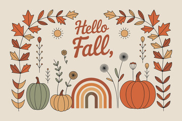 Pumpkin  Golden Harvest Illustration – Fall Nature and Sun Composition