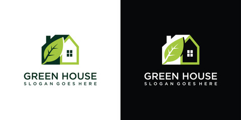 Green house vector logo design