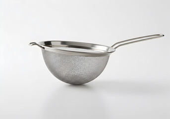 Stainless Steel Strainer on White Background