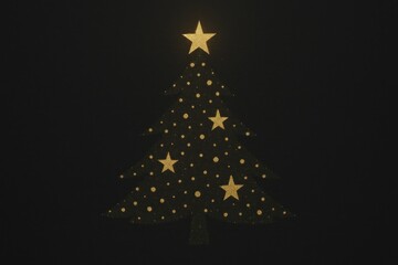 Obraz premium Golden stars illuminate Christmas tree background