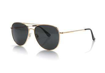 Stylish Sunglasses with Shadow on White Background