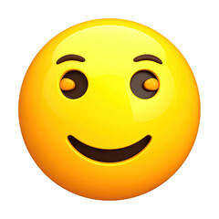 Fototapeta premium Wry yellow emoji with mischievous raised brow and sly smile