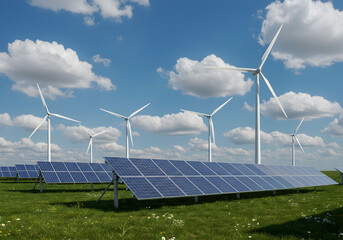 Sustainable Energy Concept with Solar and Wind Power