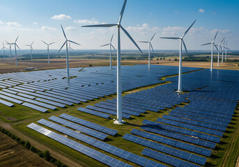 Sustainable Energy Concept with Solar and Wind Power