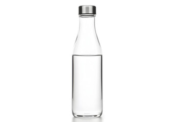 Transparent Glass Water Bottle on White Background