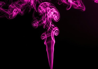 Obraz premium Vibrant magenta smoke swirls ascending in abstract watercolor style with