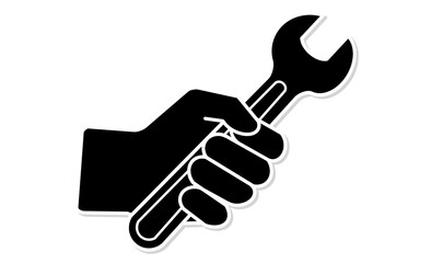 スパナを持つ手の線画