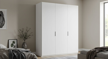 White wardrobe closet on background