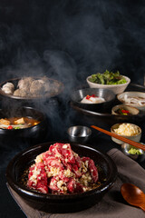 Authentic Korean Yukhoe and Stew Dinner Spread