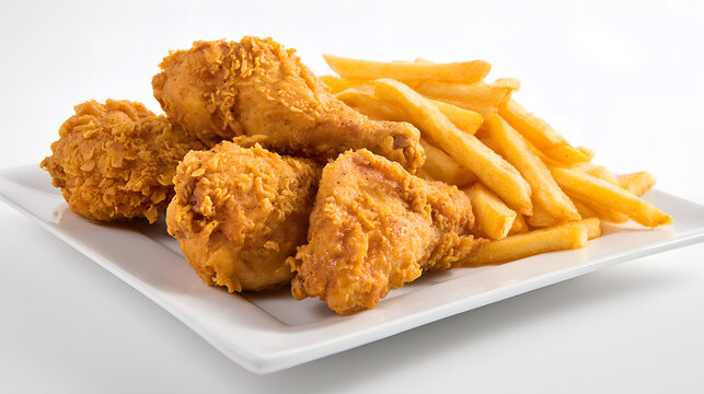 Classic fast food combo of chicken and fries