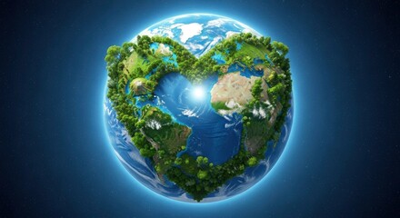 Earth in Heart Shape - A Symbol of Environmental Love.