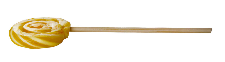 isolated yellow swirled lollipop 