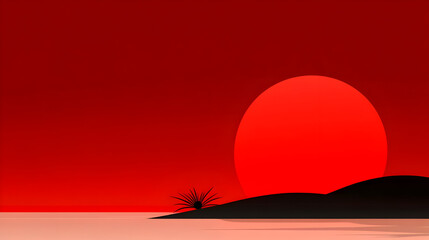 Abstract dark red background. Dramatic red sky. Red sunset with clouds. Fantastic sunset background with copy space for design