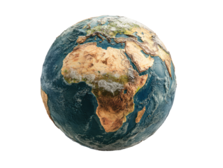 Detailed Earth globe, continents, oceans, landmasses