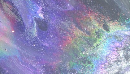 Fototapeta premium Iridescent Cosmic Flow: Abstract Nebula with Rainbow Light Streams and Glittering Star Dust