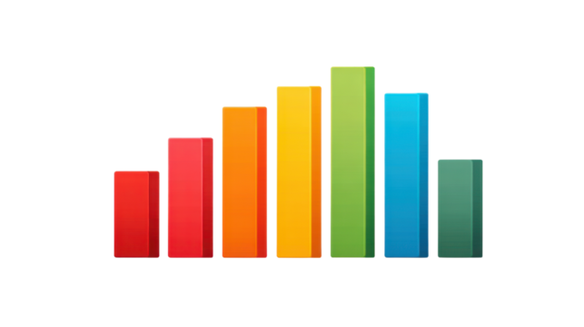 Vibrant Rainbow Color Sound Equalizer Bars on White Background